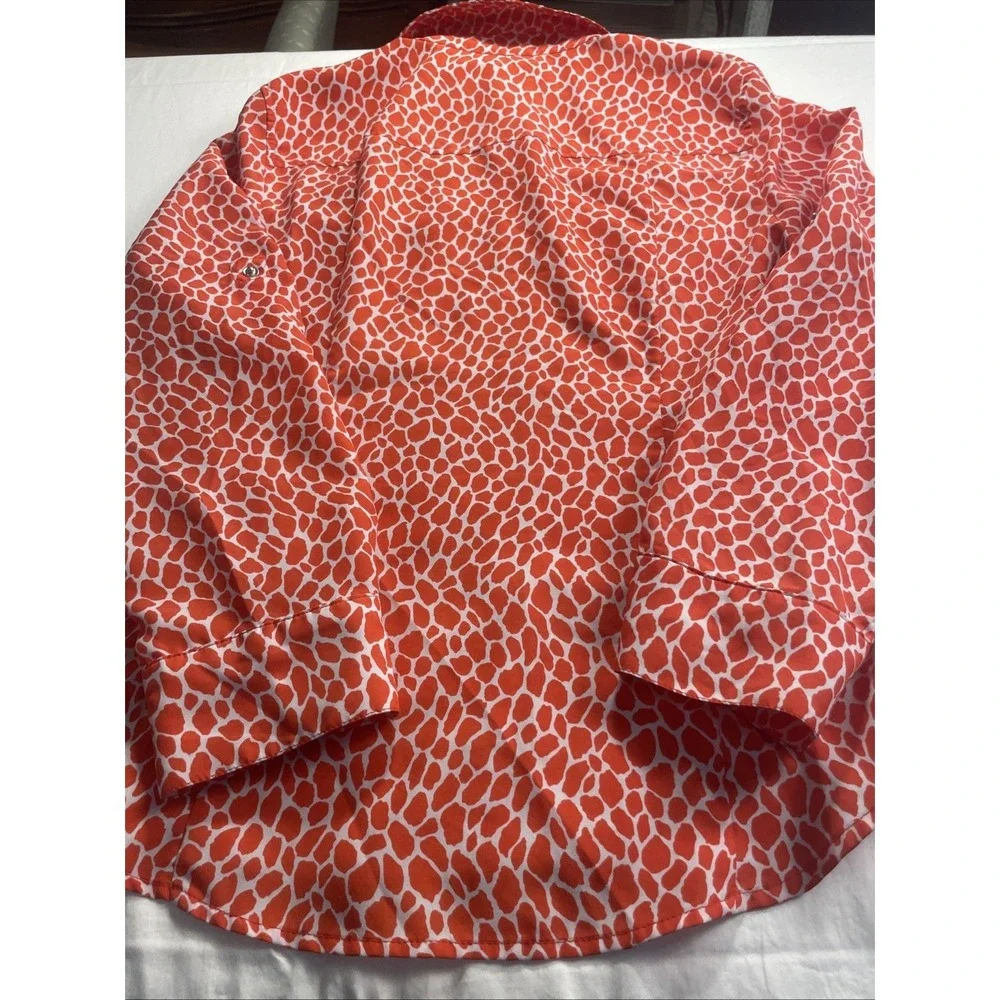 Michael Kors Women's Blouse Large Orange And White Design